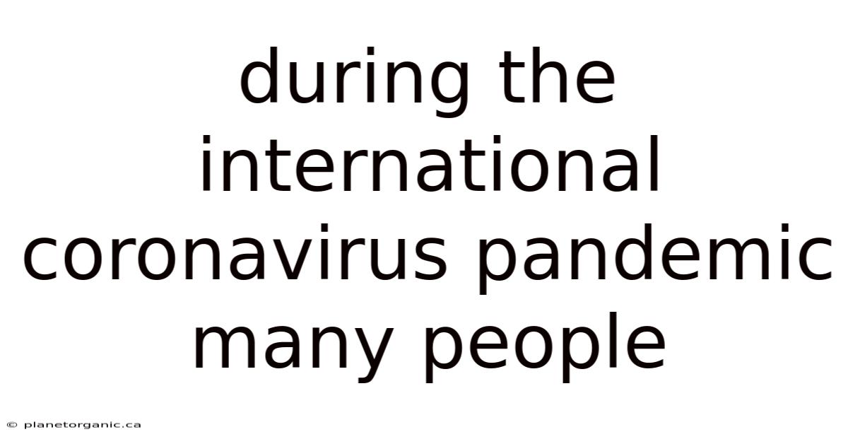 During The International Coronavirus Pandemic Many People