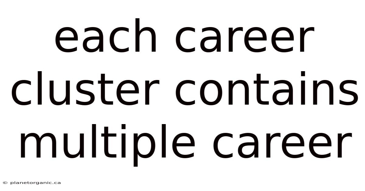 Each Career Cluster Contains Multiple Career