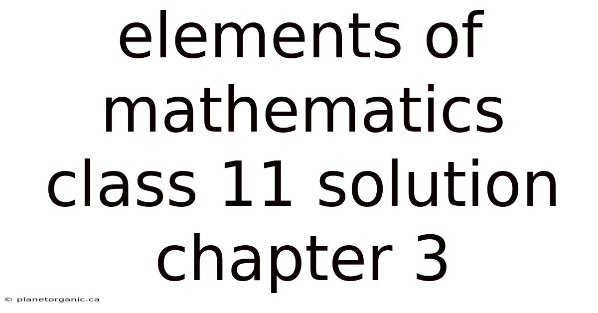 Elements Of Mathematics Class 11 Solution Chapter 3
