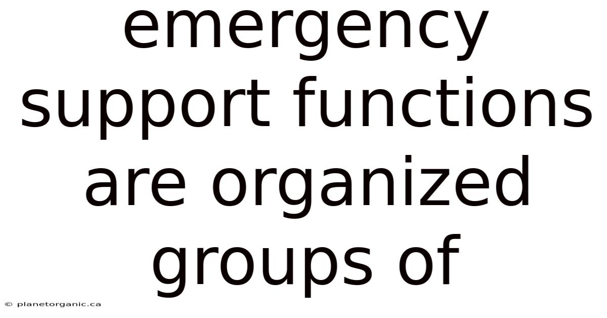 Emergency Support Functions Are Organized Groups Of