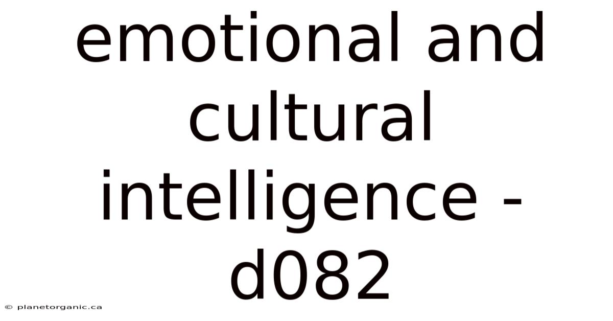 Emotional And Cultural Intelligence - D082