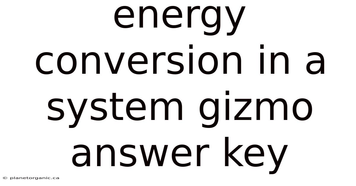 Energy Conversion In A System Gizmo Answer Key