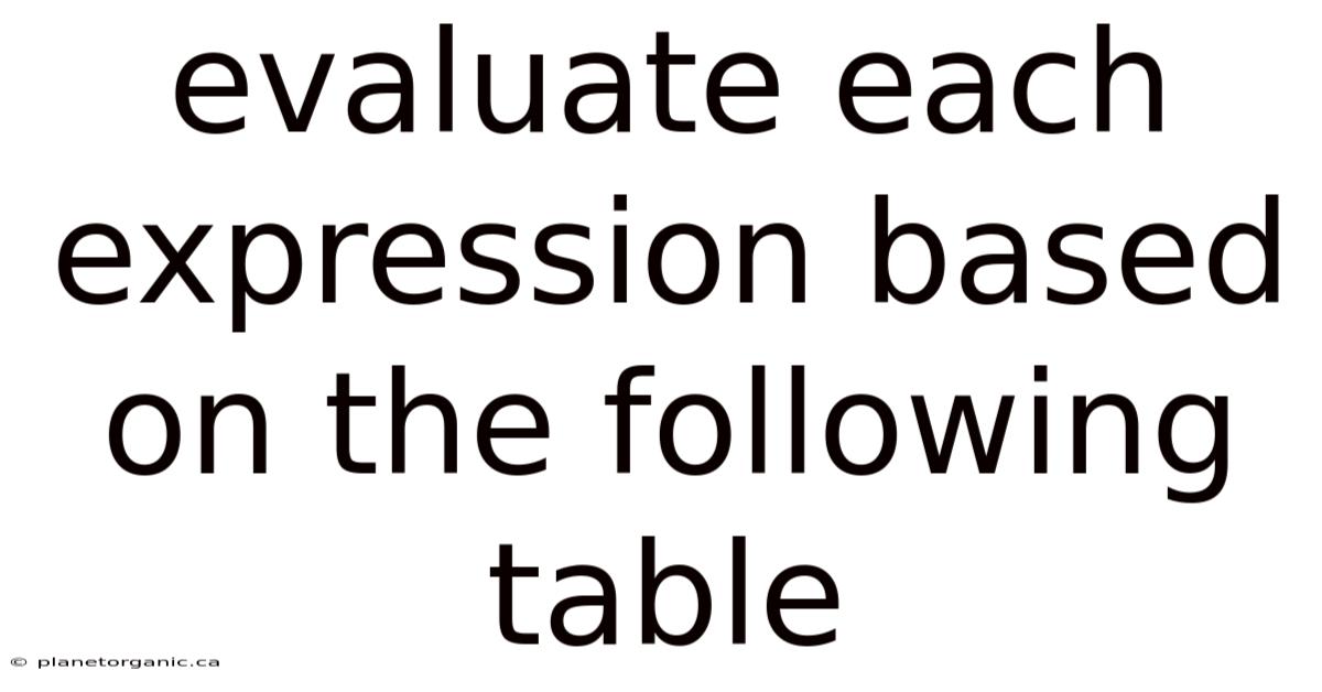 Evaluate Each Expression Based On The Following Table