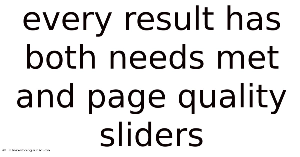 Every Result Has Both Needs Met And Page Quality Sliders