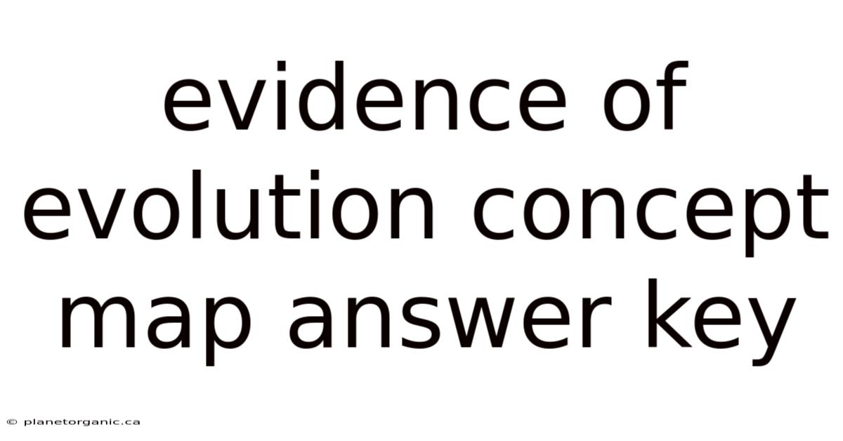Evidence Of Evolution Concept Map Answer Key