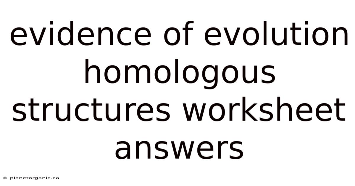 Evidence Of Evolution Homologous Structures Worksheet Answers