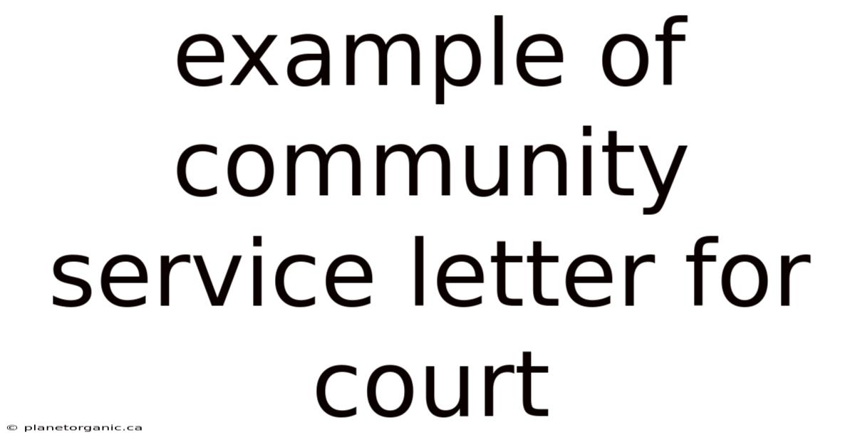 Example Of Community Service Letter For Court