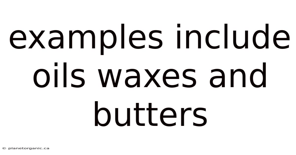 Examples Include Oils Waxes And Butters