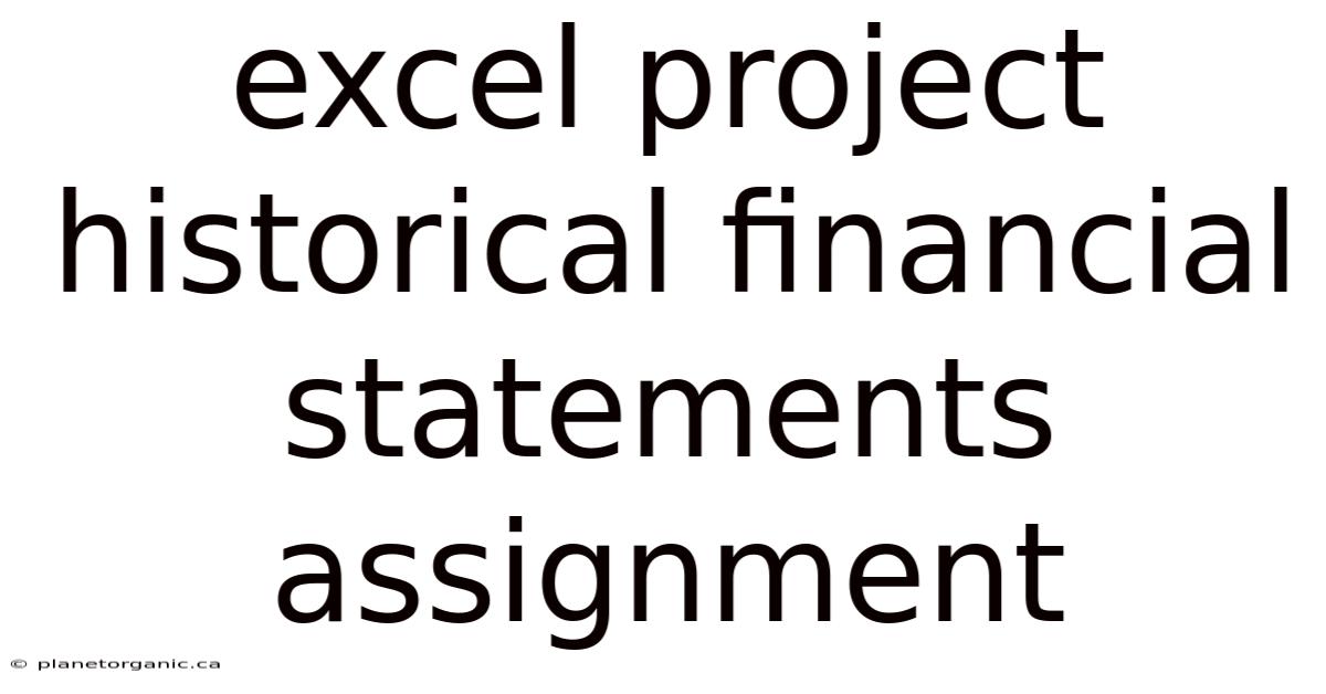 Excel Project Historical Financial Statements Assignment