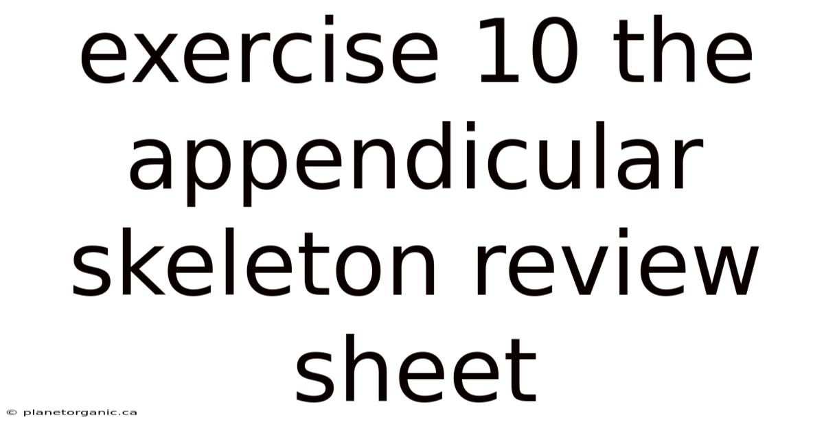 Exercise 10 The Appendicular Skeleton Review Sheet
