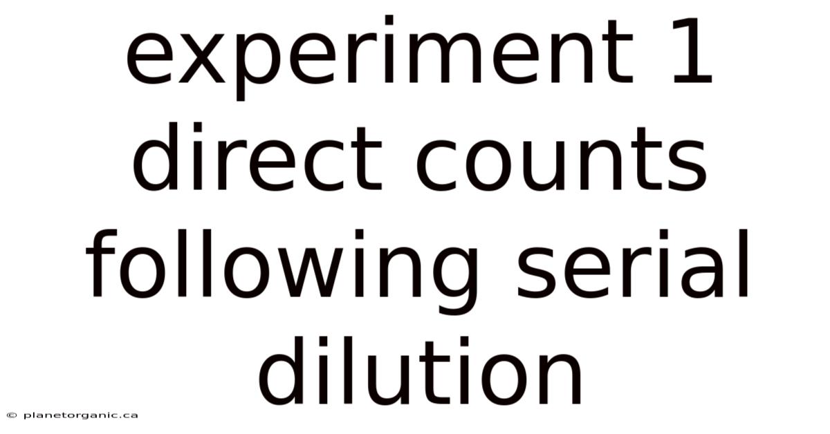 Experiment 1 Direct Counts Following Serial Dilution