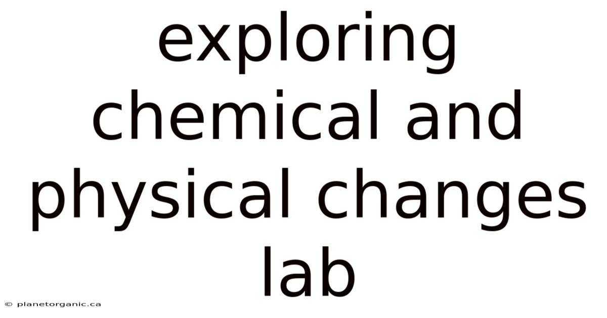 Exploring Chemical And Physical Changes Lab