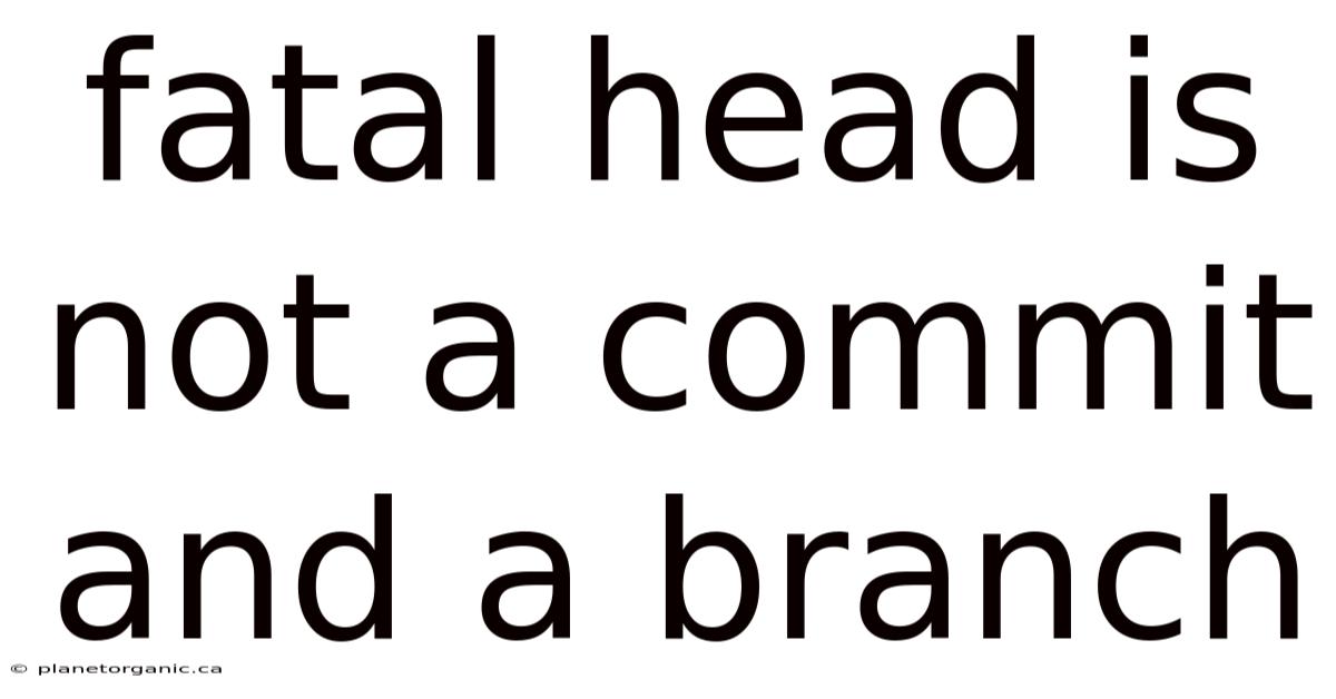 Fatal Head Is Not A Commit And A Branch