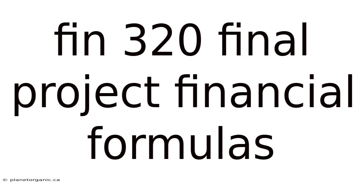 Fin 320 Final Project Financial Formulas
