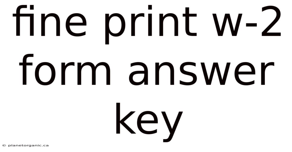 Fine Print W-2 Form Answer Key