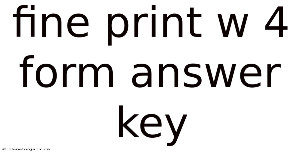 Fine Print W 4 Form Answer Key