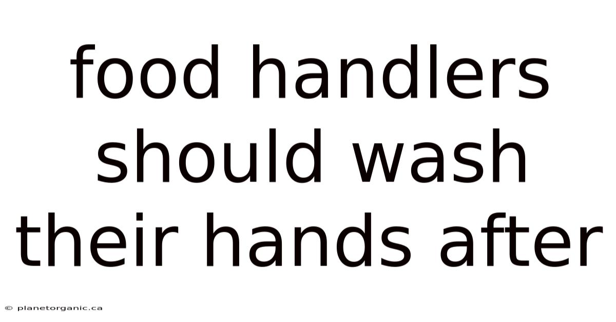 Food Handlers Should Wash Their Hands After