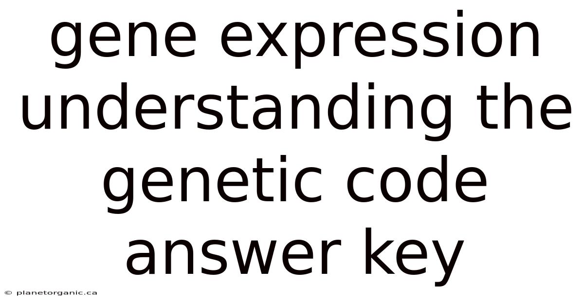 Gene Expression Understanding The Genetic Code Answer Key