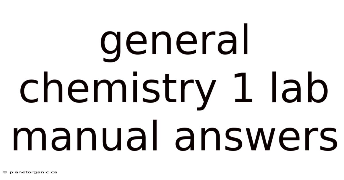 General Chemistry 1 Lab Manual Answers