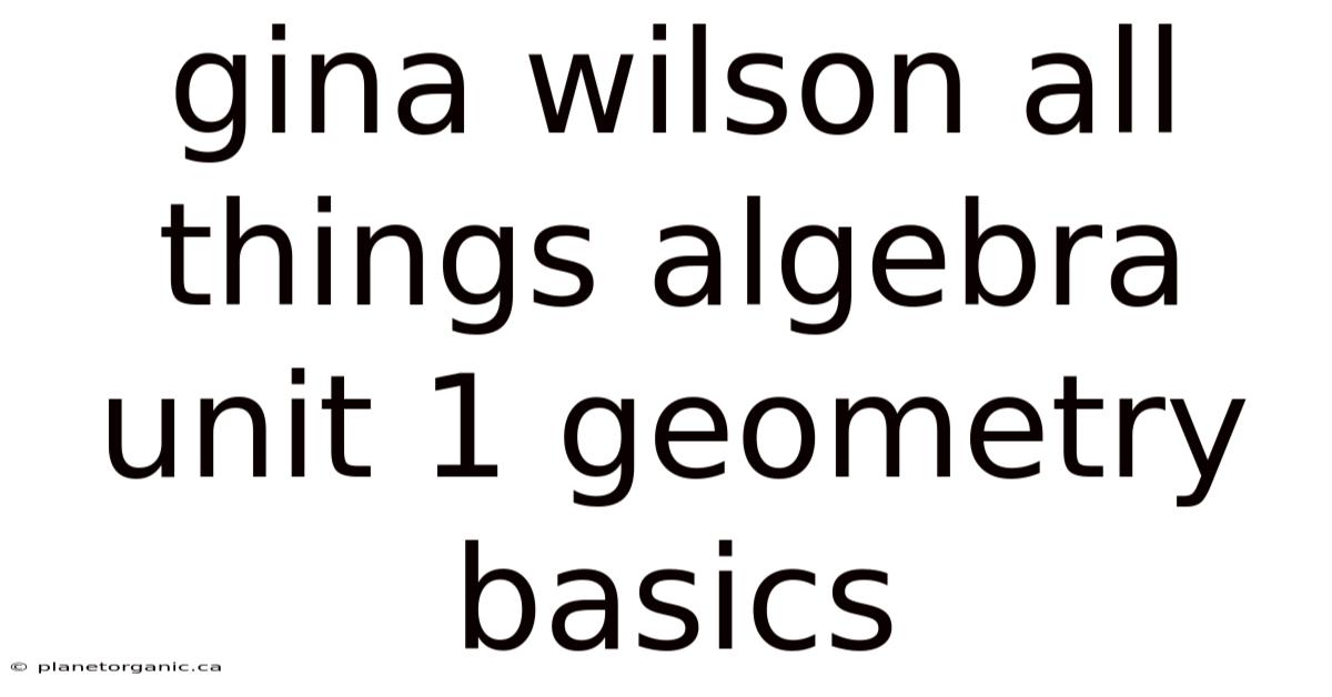 Gina Wilson All Things Algebra Unit 1 Geometry Basics
