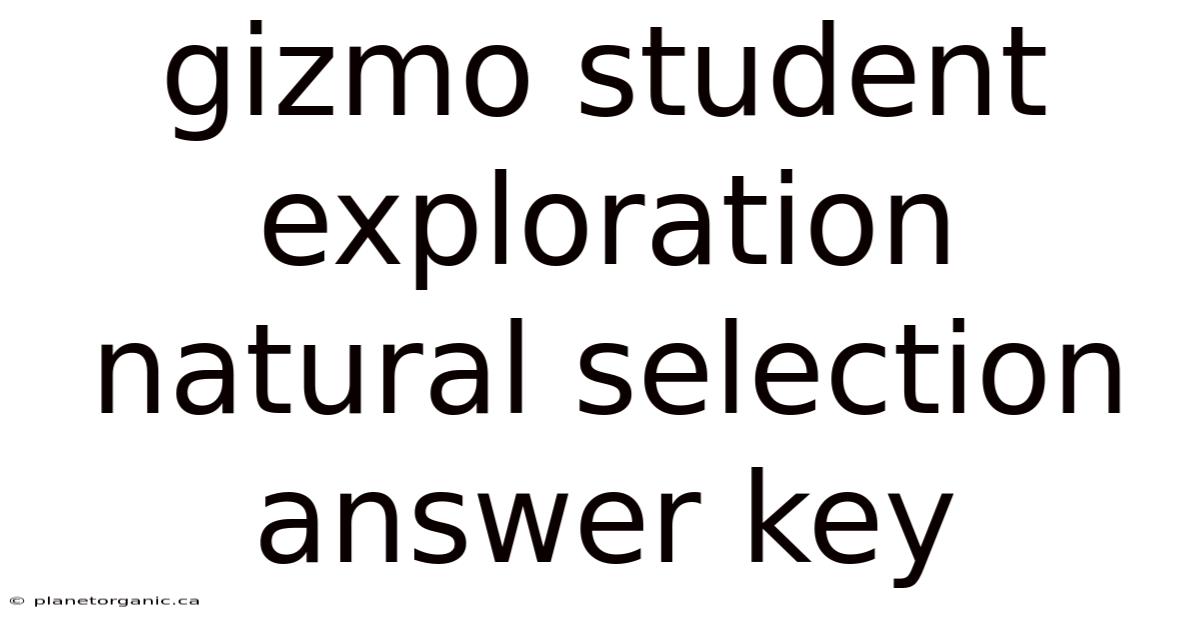 Gizmo Student Exploration Natural Selection Answer Key