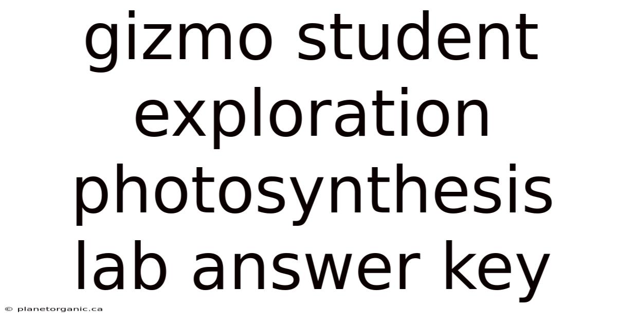 Gizmo Student Exploration Photosynthesis Lab Answer Key