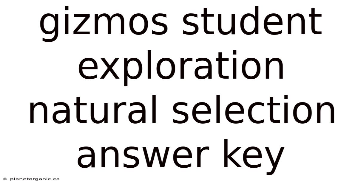 Gizmos Student Exploration Natural Selection Answer Key