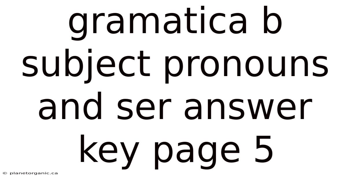 Gramatica B Subject Pronouns And Ser Answer Key Page 5