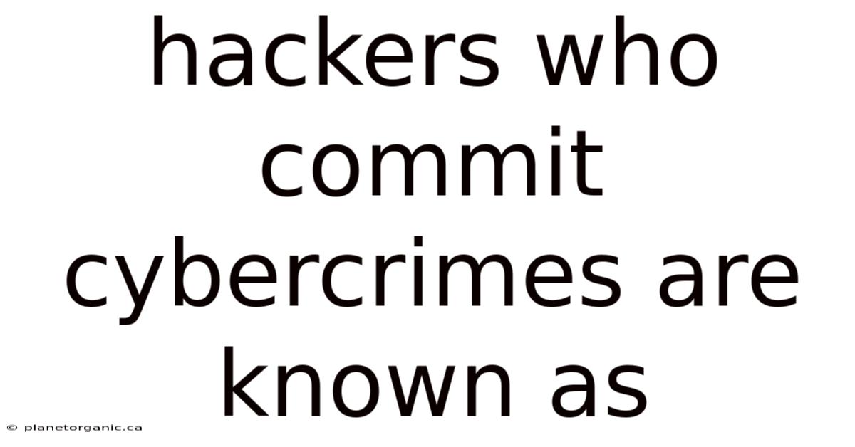 Hackers Who Commit Cybercrimes Are Known As