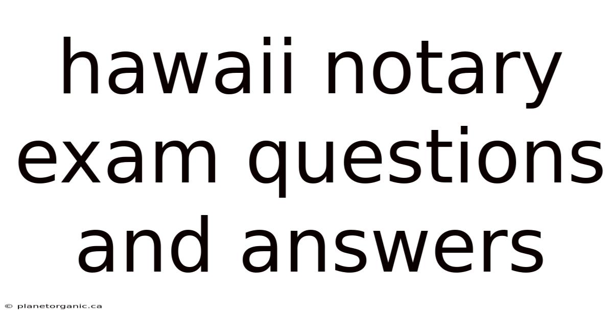 Hawaii Notary Exam Questions And Answers
