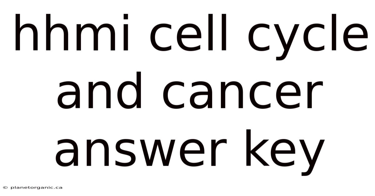 Hhmi Cell Cycle And Cancer Answer Key