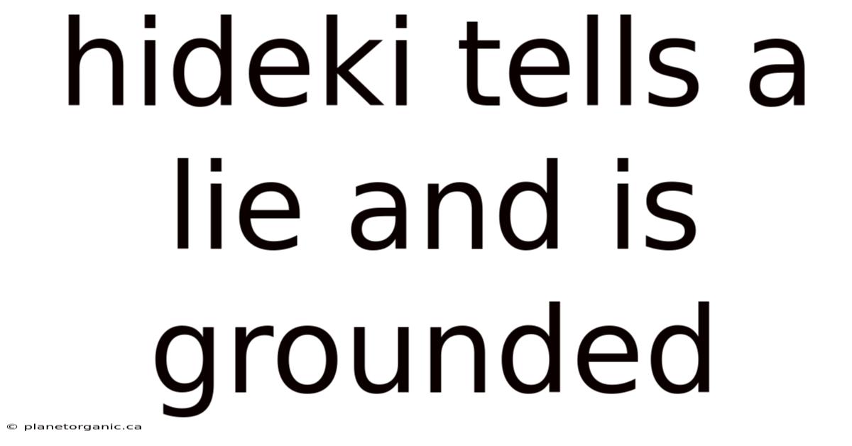 Hideki Tells A Lie And Is Grounded