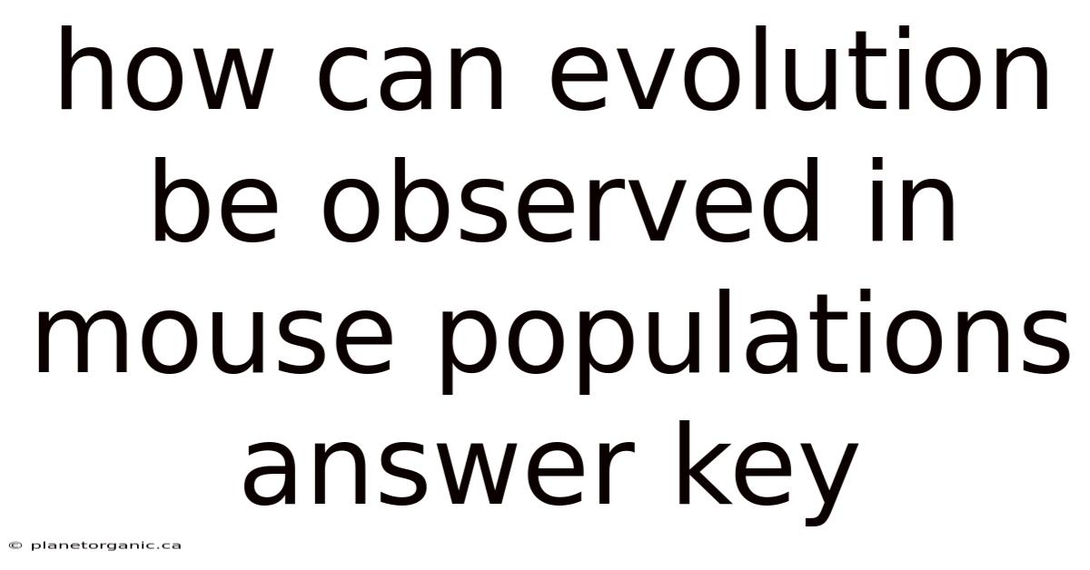 How Can Evolution Be Observed In Mouse Populations Answer Key