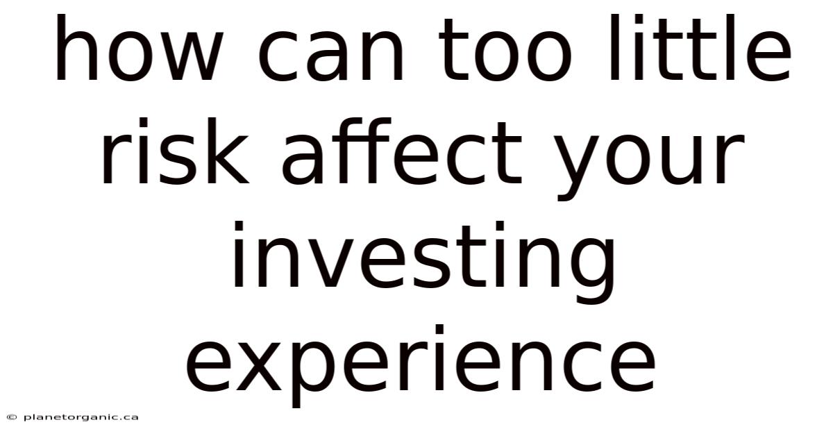 How Can Too Little Risk Affect Your Investing Experience