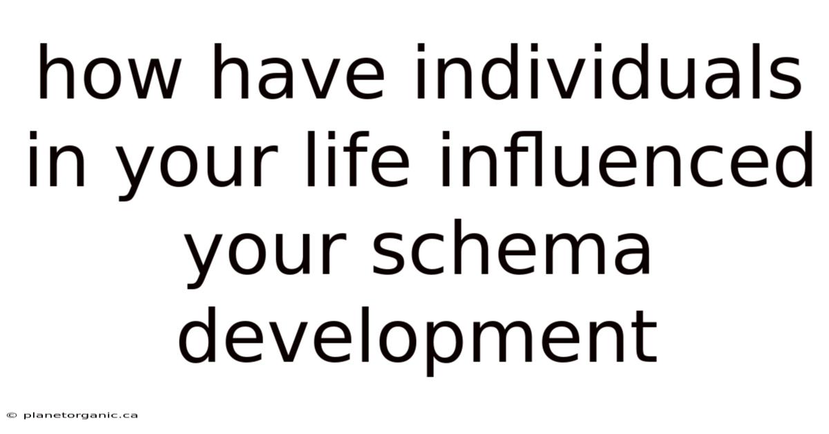 How Have Individuals In Your Life Influenced Your Schema Development