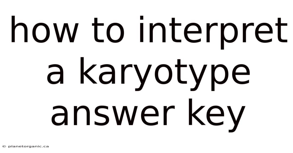 How To Interpret A Karyotype Answer Key