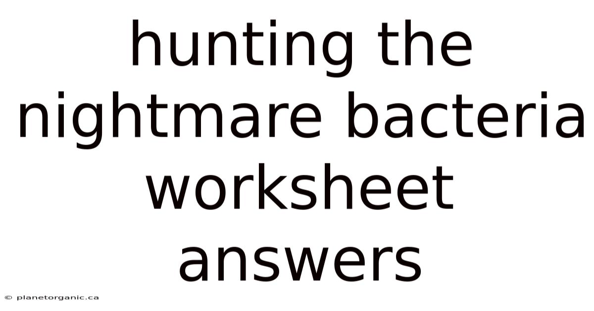 Hunting The Nightmare Bacteria Worksheet Answers