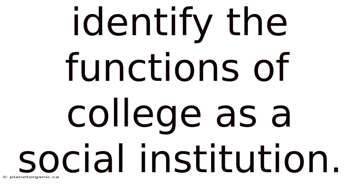 Identify The Functions Of College As A Social Institution.