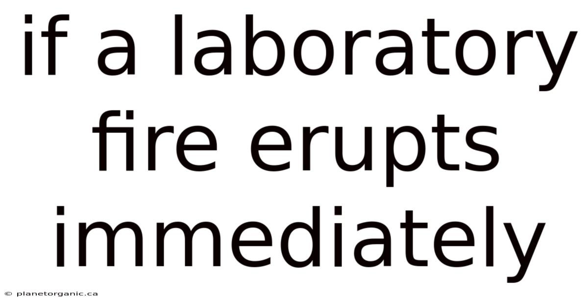 If A Laboratory Fire Erupts Immediately