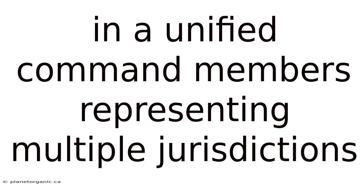In A Unified Command Members Representing Multiple Jurisdictions