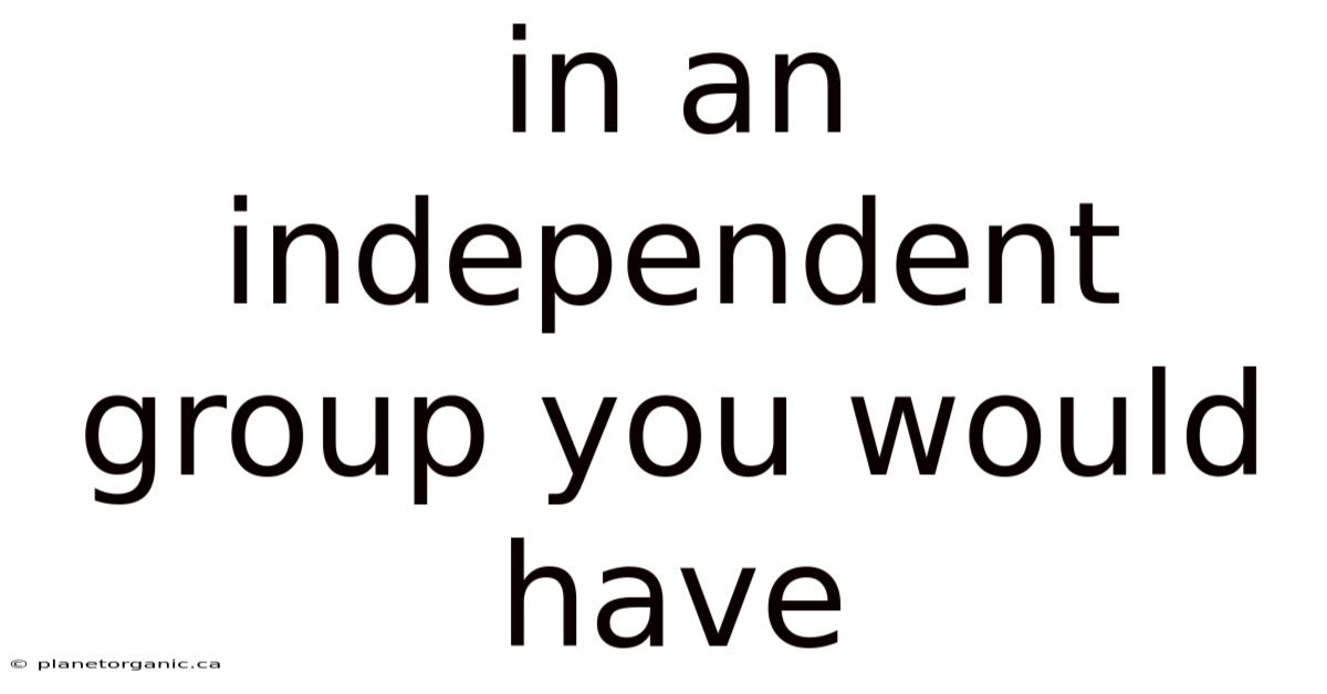 In An Independent Group You Would Have