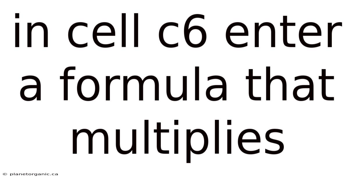 In Cell C6 Enter A Formula That Multiplies