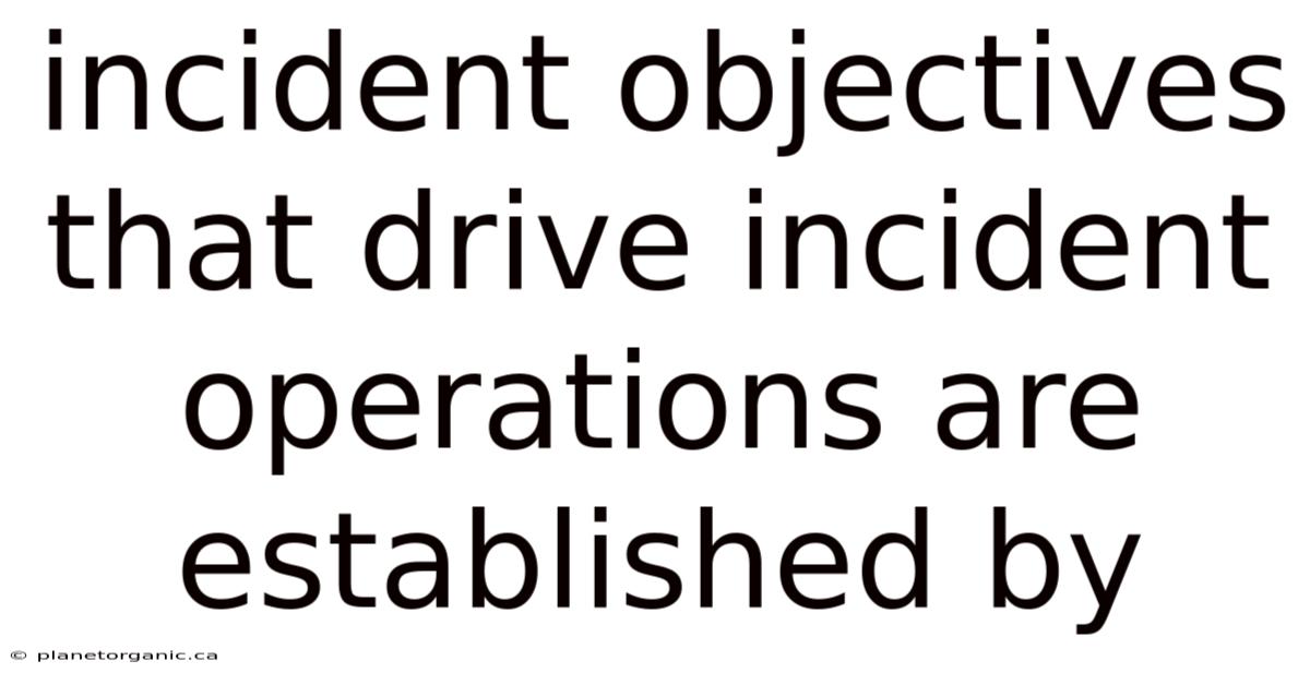 Incident Objectives That Drive Incident Operations Are Established By