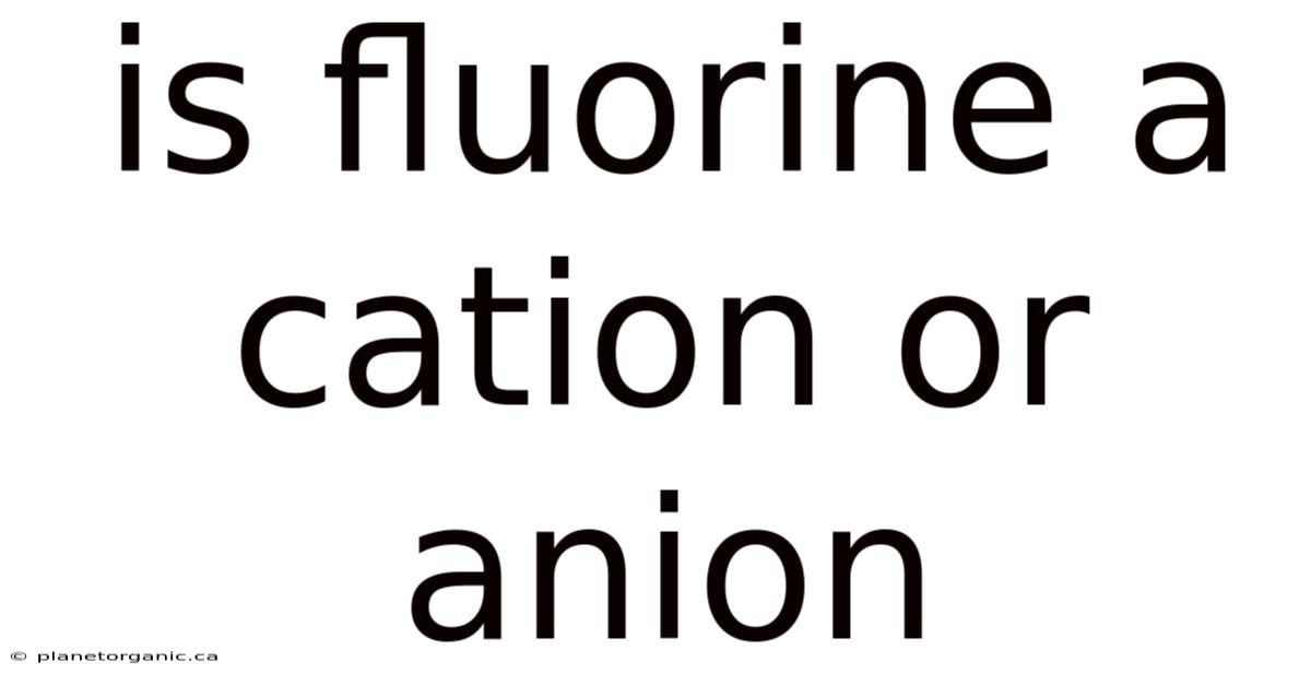 Is Fluorine A Cation Or Anion
