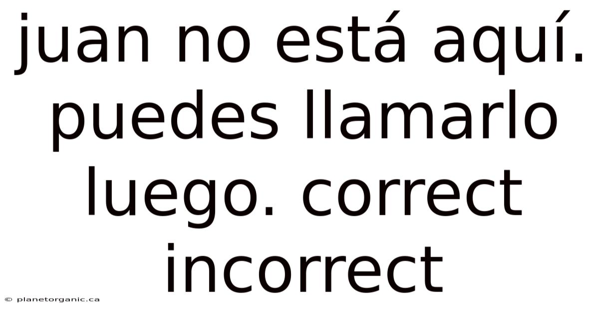 Juan No Está Aquí. Puedes Llamarlo Luego. Correct Incorrect