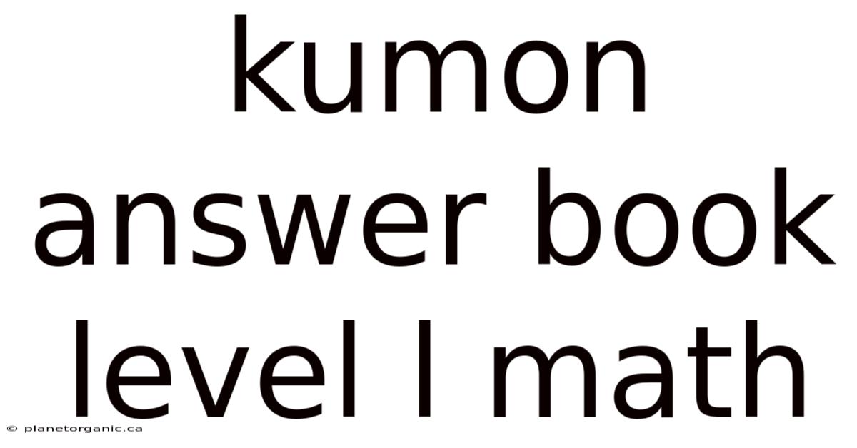 Kumon Answer Book Level L Math