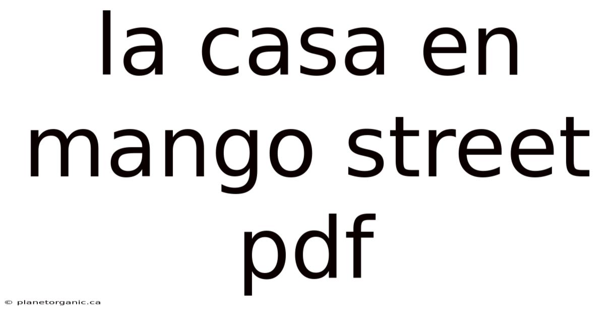 La Casa En Mango Street Pdf