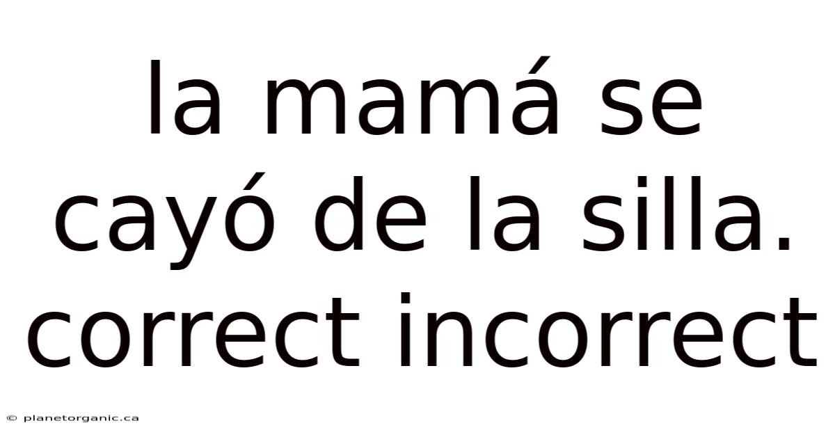 La Mamá Se Cayó De La Silla. Correct Incorrect