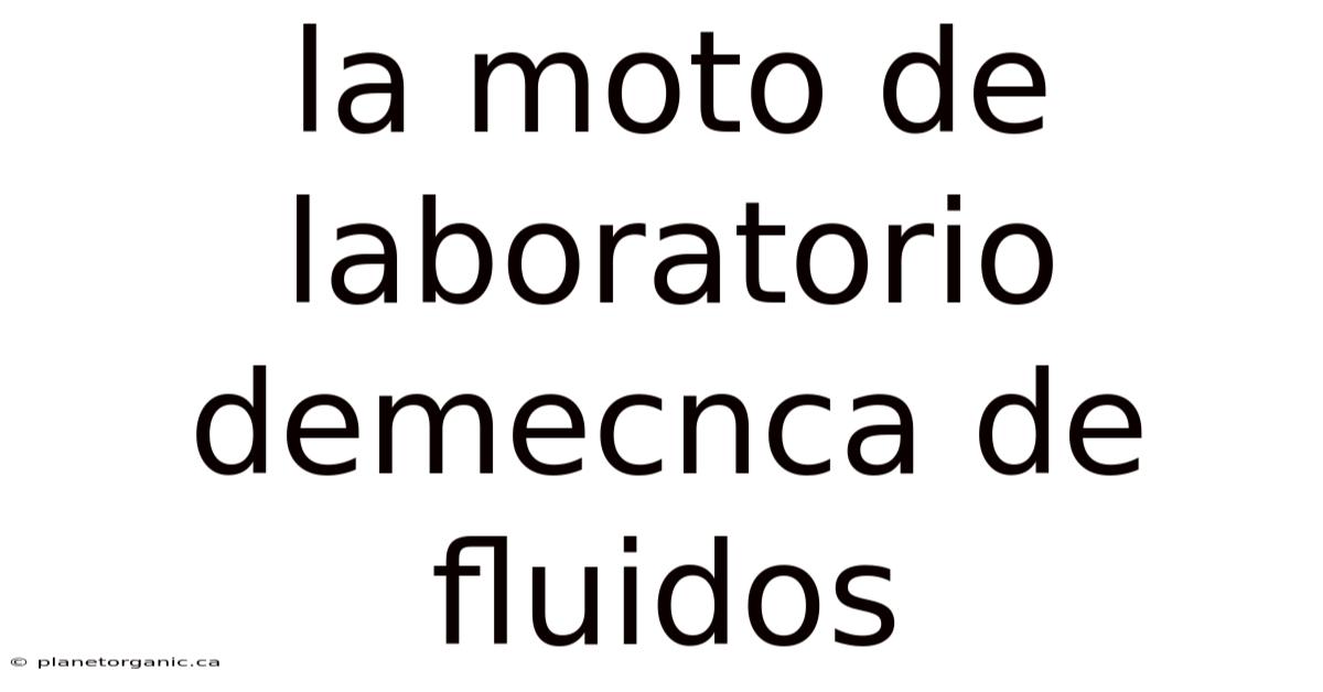 La Moto De Laboratorio Demecnca De Fluidos