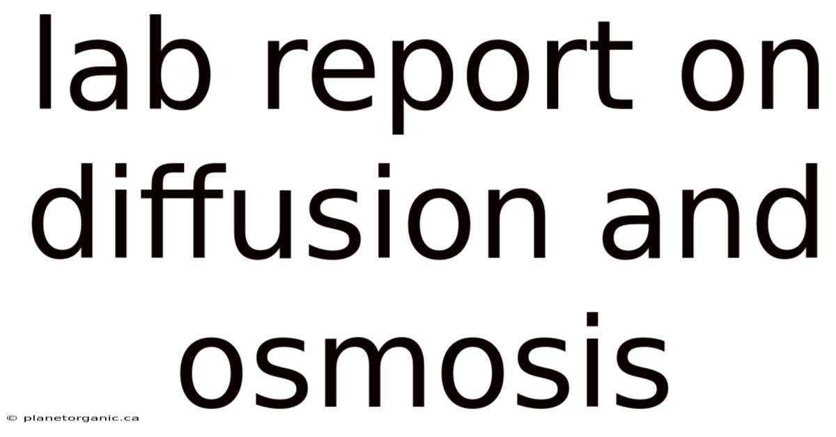 Lab Report On Diffusion And Osmosis